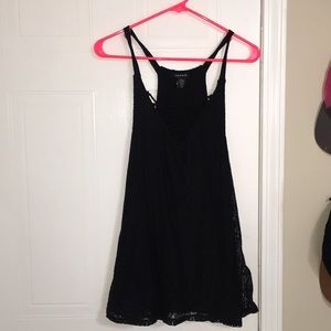 Black, lace, Razorback tank top.